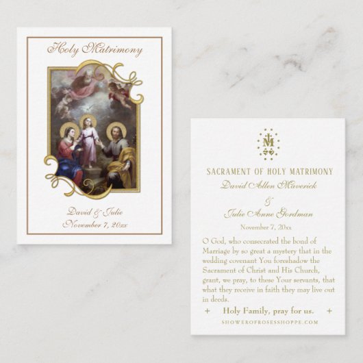 Traditionele katholieke bruiloft voor de heilige k visitekaartje (Voorkant / Achterkant)