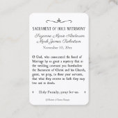 Traditionele katholieke bruiloft voor de heilige k visitekaartje (Achterkant)