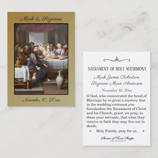 Traditionele katholieke bruiloft voor de heilige k visitekaartje (Voorkant / Achterkant)