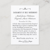 Traditionele katholieke bruiloft voor de heilige k visitekaartje (Achterkant)