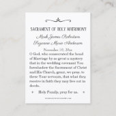 Traditionele katholieke bruiloft voor de heilige k visitekaartje (Achterkant)