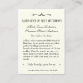 Traditionele katholieke bruiloft voor de heilige k visitekaartje (Achterkant)