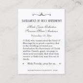 Traditionele katholieke bruiloft voor de heilige k visitekaartje (Achterkant)