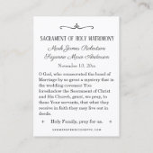 Traditionele katholieke bruiloft voor de heilige k visitekaartje (Achterkant)