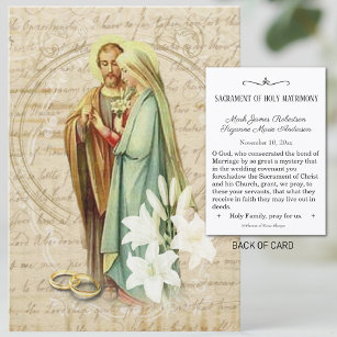 Traditionele katholieke bruiloft voor de heilige k visitekaartje