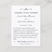 Traditionele katholieke bruiloft voor de heilige k visitekaartje (Achterkant)