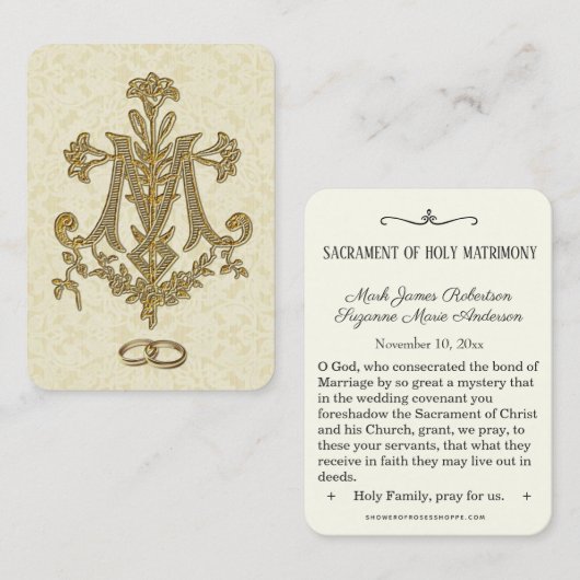 Traditionele katholieke bruiloft voor de heilige k visitekaartje (Voorkant / Achterkant)