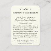 Traditionele katholieke bruiloft voor de heilige k visitekaartje (Achterkant)