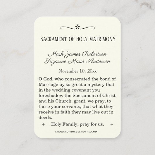 Traditionele katholieke bruiloft voor de heilige k visitekaartje (Achterkant)
