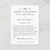 Traditionele katholieke bruiloft voor de heilige k visitekaartje (Achterkant)