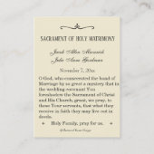 Traditionele katholieke bruiloft voor de heilige k visitekaartje (Achterkant)