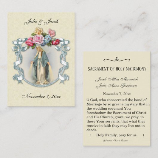 Traditionele katholieke bruiloft voor de heilige k visitekaartje (Voorkant / Achterkant)