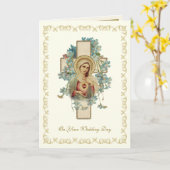 Traditionele katholieke dintage Wedding Elegant Kaart (Gele Bloem)