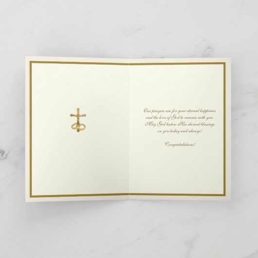 Traditionele katholieke dintage Wedding Elegant Kaart (Binnen)