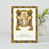 Traditionele katholieke Eerste Heilige Communie Je Kaart (Staand voorkant)