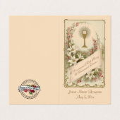 Traditionele katholieke Eerste Heilige Communie Visitekaartje (Buitenkant ongevouwen)