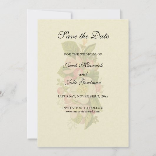 Traditionele katholieke Elegant  bloesems Save The Date (Achterkant)