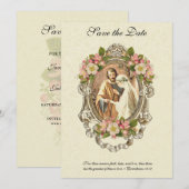 Traditionele katholieke Elegant  bloesems Save The Date (Voorkant / Achterkant)