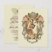 Traditionele katholieke elegante vintage bruiloft kaart (Voorkant / Achterkant)