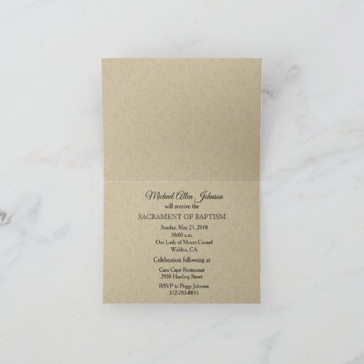 Traditionele katholieke engel doop uitnodiging (Binnen)