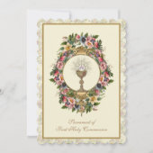 Traditionele katholieke Floral van de Heilige Comm Kaart (Voorkant)