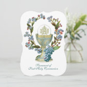 Traditionele katholieke Floral van de Heilige Comm Kaart (Staand voorkant)