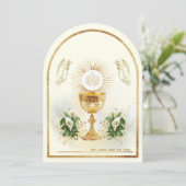 Traditionele katholieke Floral van de Heilige Comm Kaart (Staand voorkant)