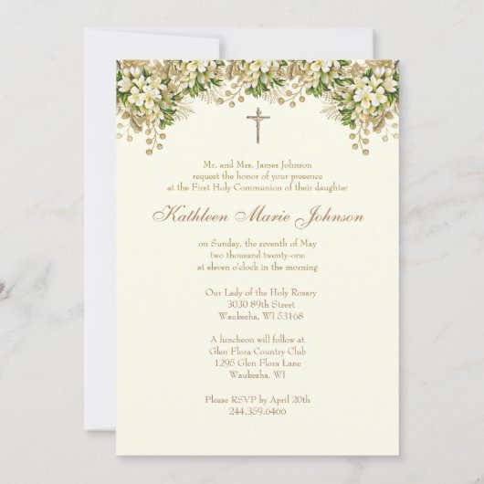 Traditionele katholieke Floral van de Heilige Comm Kaart (Achterkant)