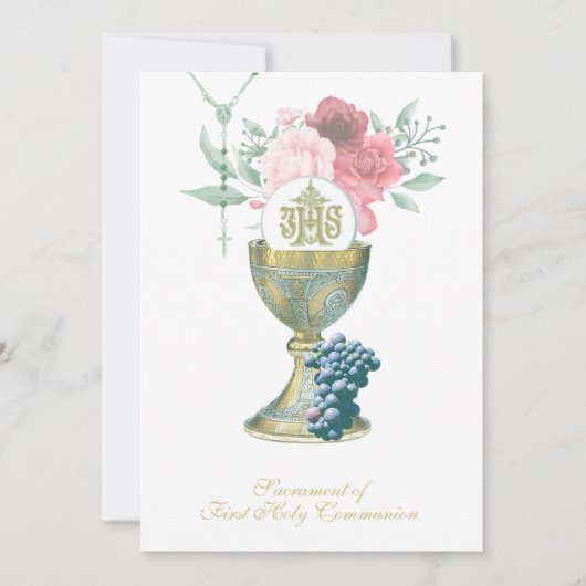 Traditionele katholieke Floral van de Heilige Comm Kaart (Voorkant)