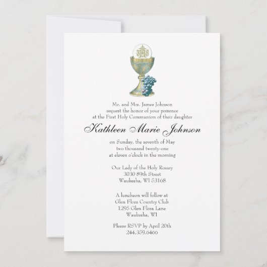 Traditionele katholieke Floral van de Heilige Comm Kaart (Achterkant)