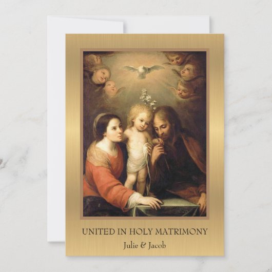 Traditionele katholieke gouden bruiloft uitnodigin kaart (Voorkant)