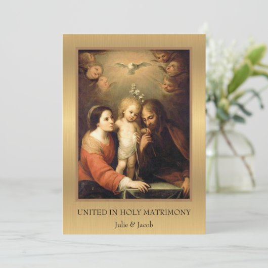 Traditionele katholieke gouden bruiloft uitnodigin kaart (Staand voorkant)