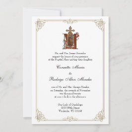 Traditionele katholieke Guadalupe Red Roses Gold Kaart