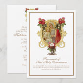 Traditionele katholieke Heilige Communie Mary Jesu Kaart (Voorkant / Achterkant)