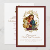 Traditionele katholieke Heilige Communie Mary Jesu Kaart (Voorkant / Achterkant)