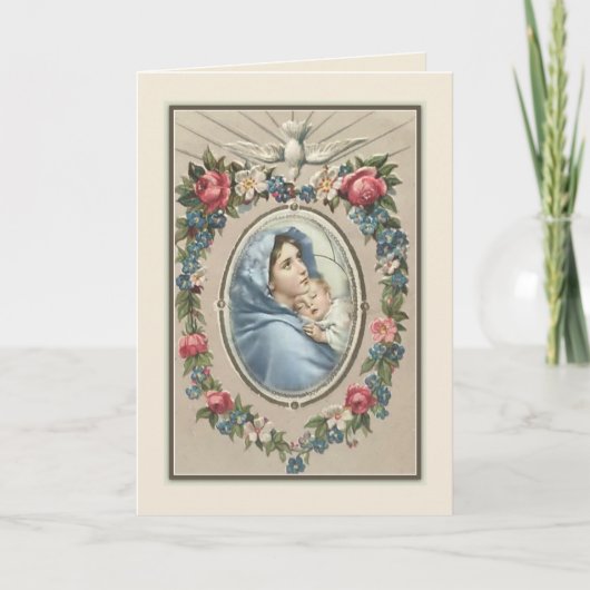Traditionele Katholieke Heilige Maagd Maria Bloeme Kaart (Voorkant)