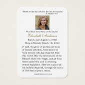 Traditionele katholieke herdenkingsplechtigheid vo visitekaartje (Achterkant)