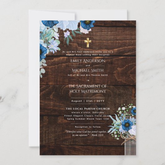 Traditionele katholieke huwelijksmis kaart (Voorkant)