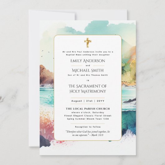Traditionele katholieke huwelijksmis kaart (Voorkant)