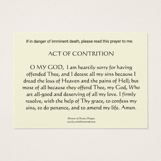 Traditionele katholieke ID-noodtoestand Heilige ge Visitekaartje (Achterkant)