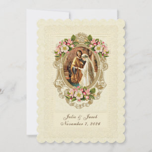 Traditionele Katholieke Kerk Huwelijk Vintage Kaart