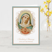Traditionele katholieke maagd Mary Birthday Prayer Kaart (Gele Bloem)