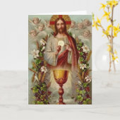 Traditionele katholieke massa met een heilig hart kaart (Gele Bloem)