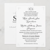 Traditionele Katholieke Monogram Huwelijksuitnodig Kaart (Voorkant / Achterkant)