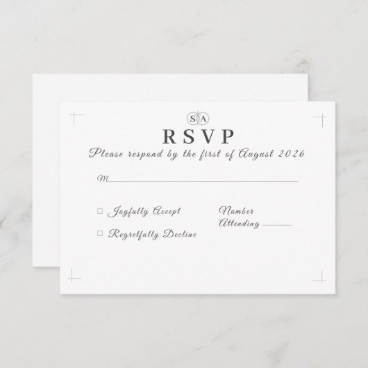 Traditionele Katholieke Monogrammed Response Kaart (Voorkant / Achterkant)