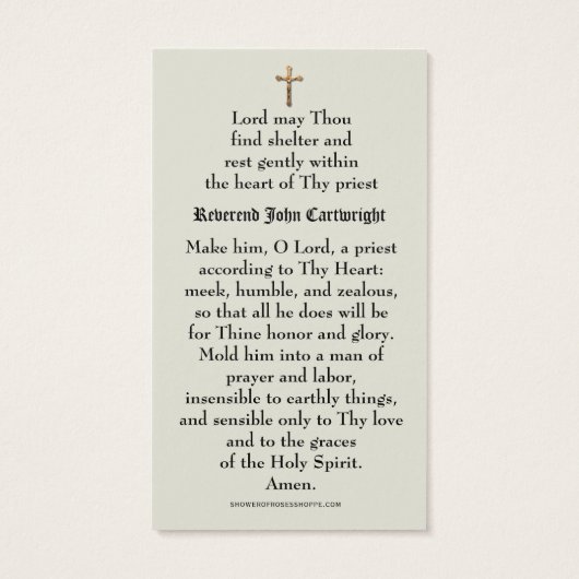 Traditionele katholieke priester gebeden religie visitekaartje (Achterkant)