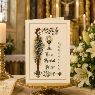 Traditionele katholieke priester waarderingsgroet kaart