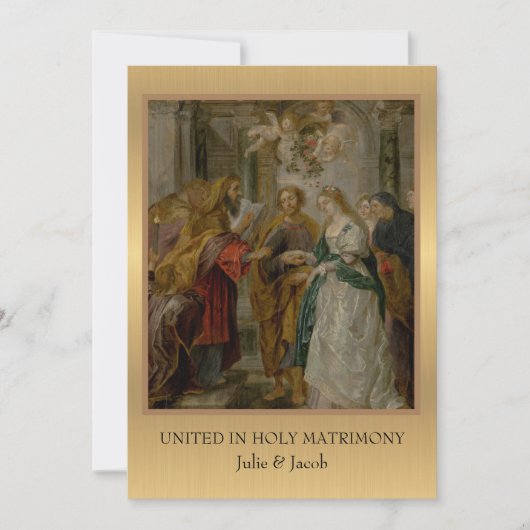 Traditionele katholieke religieuze bruiloft uitnod kaart (Voorkant)