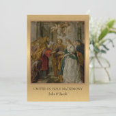 Traditionele katholieke religieuze bruiloft uitnod kaart (Staand voorkant)