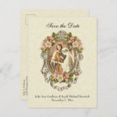 Traditionele katholieke SAVE the DATE Weduwen Aankondigingskaart (Voorkant / Achterkant)